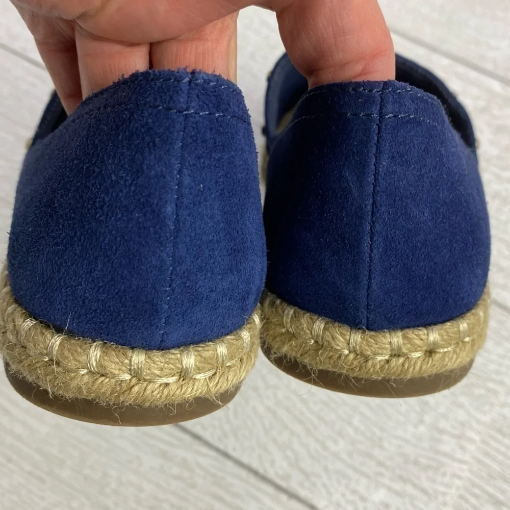 Anne Klein Kaily navy blue suede espadrille slip on flats size 6.5